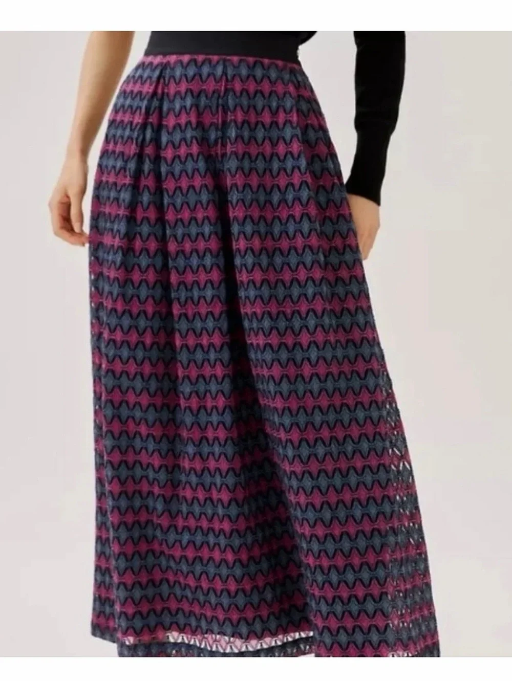Anthropologie  Let me be Textured pink and blue Maxi Skirt Size XS